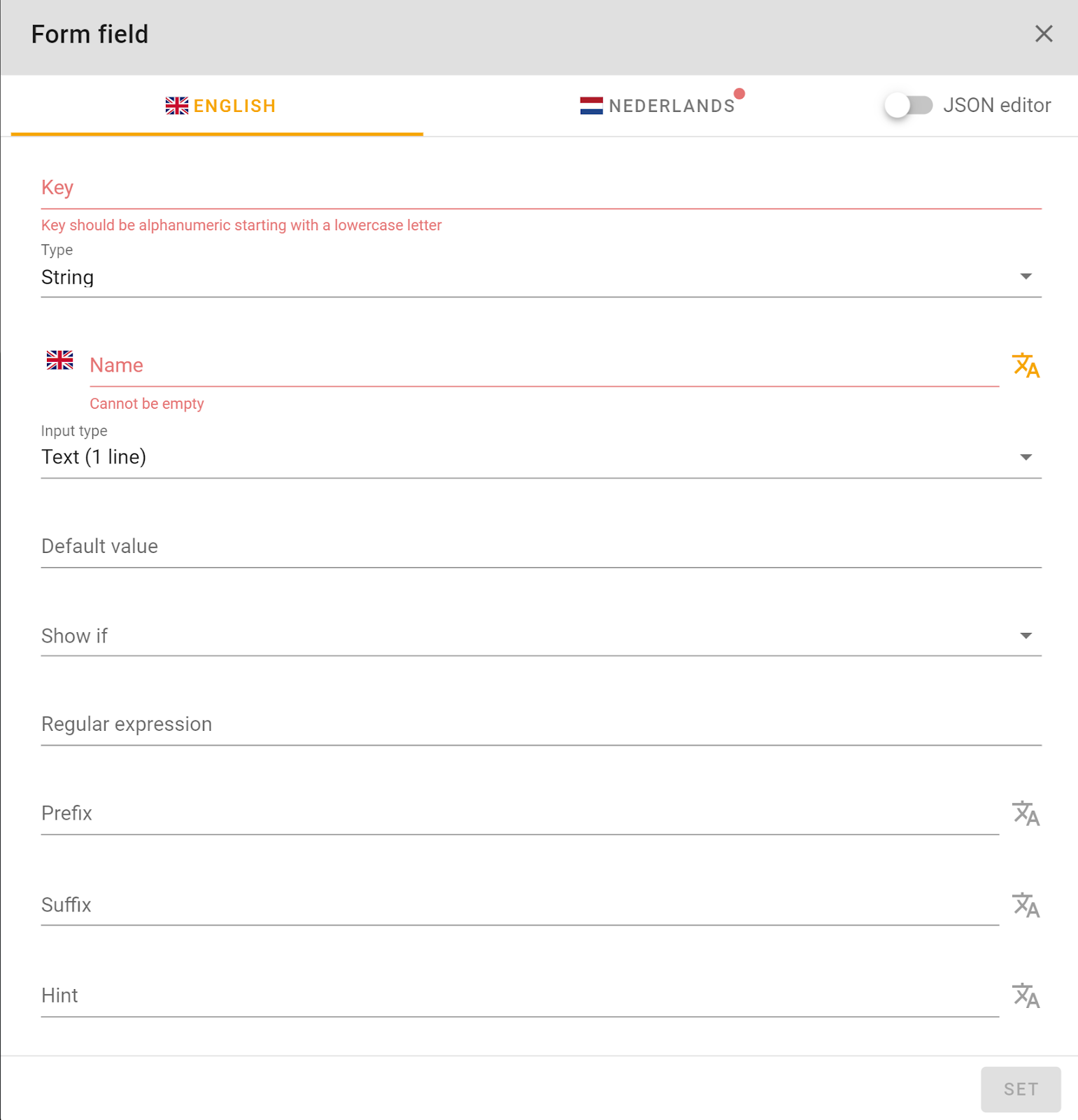 localised form fields